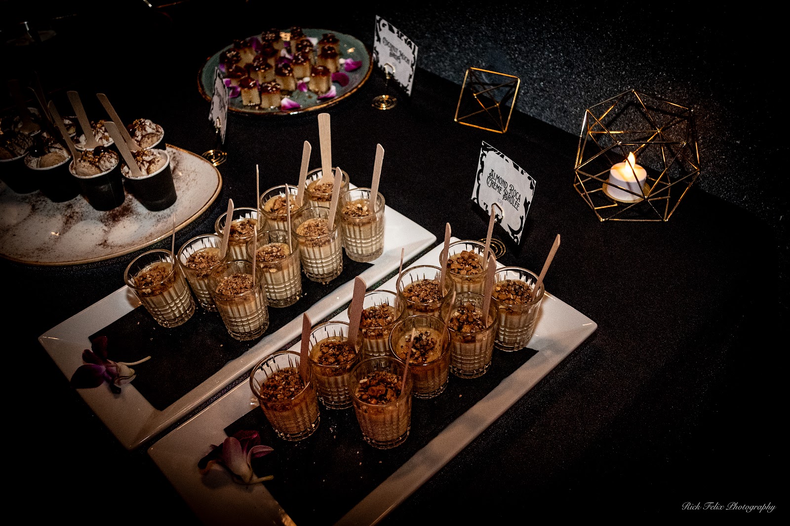 Catered dessert station at an Xchange Fashion event
