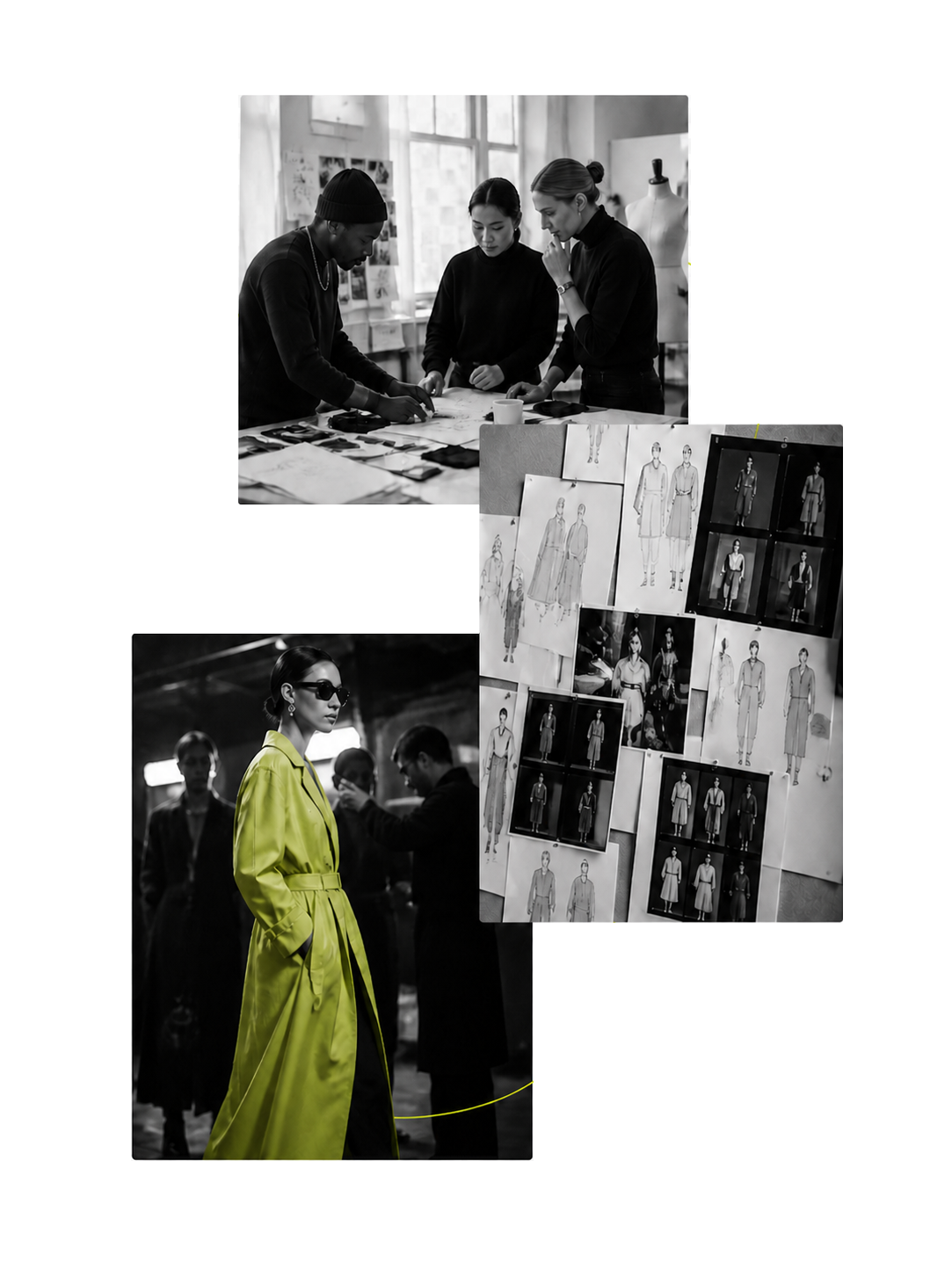 Fashion creatives planning, styling, and developing a collection